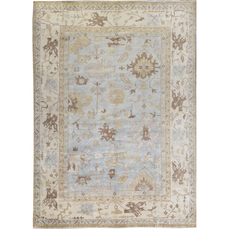 Tapis brun et beige de haute qualité noué à la main