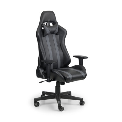 17 Stories Brooke-Jamie Adjustable Armrest and Adjustable Height PC & Racing Game Chair in Black