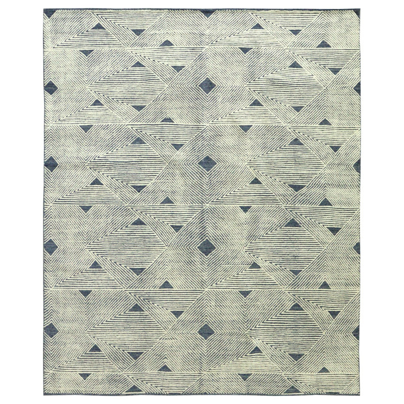 Tapis bleu / ivoire 8 pi 1 po x 9 pi 11 po Rabat