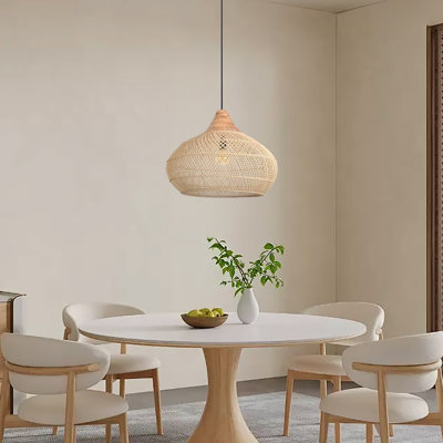 Luminaire suspendu en rotin naturel 1 lumière