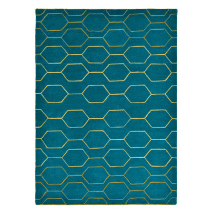 Arris Geometric Area Rug in Teal/Yellow