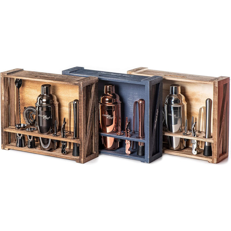 Ensemble de barman 11 pièces avec support en bois Mixology & Craft