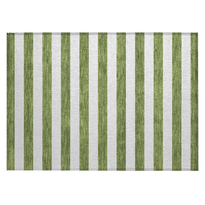 Tapis extérieur lavable antidérapant à rayures vert olive 2 pi x 3 pi