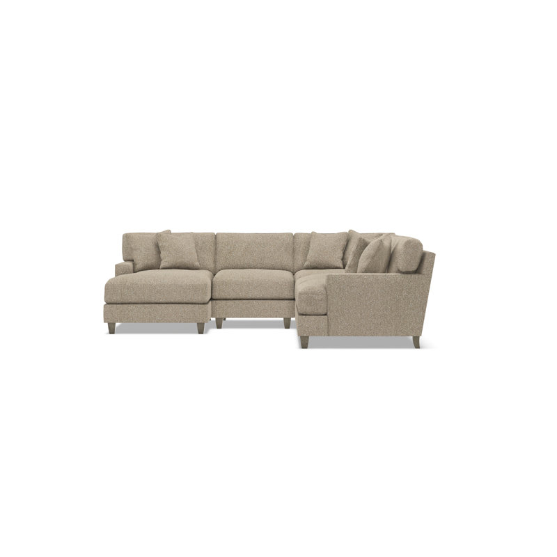 Mila Sectional, Light Brown Polyester, 33.5" H x 107" W x 107" D, Left Hand Facing