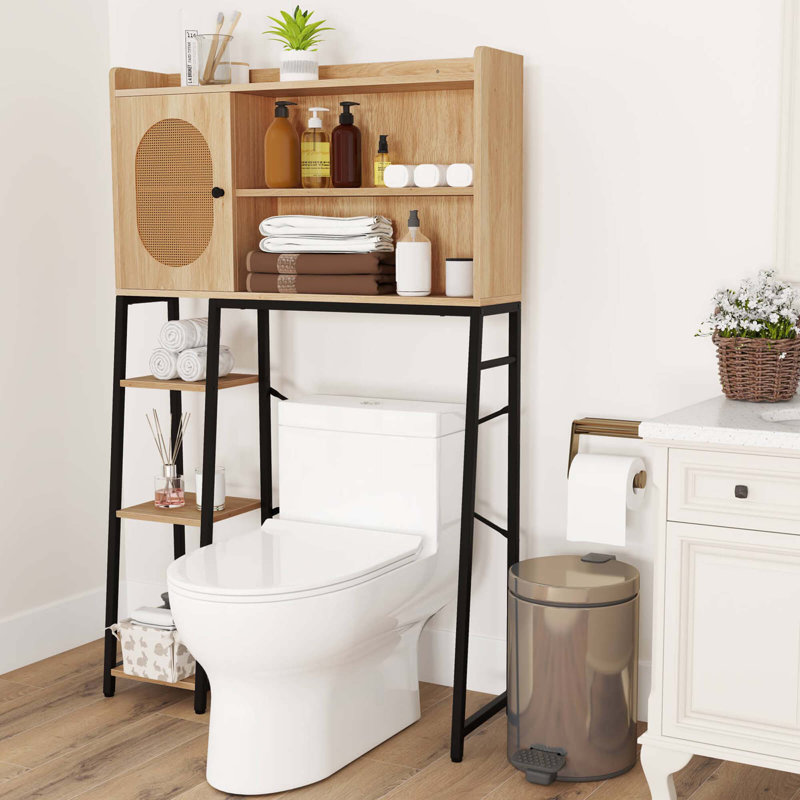 Au-dessus de la toilette Organisateur de toilette peu encombrant avec porte en rotin Pe