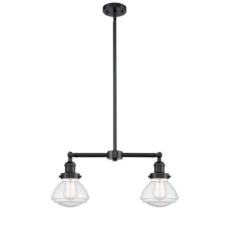 Luminaire suspendu linéaire à 2 lumières pour îlot de cuisine Bungay, Grainé, Bronze huilé
