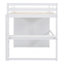 Lit mezzanine double en bois avec garde-robe intégrée, bureau, tablettes et tiroirs, blanc