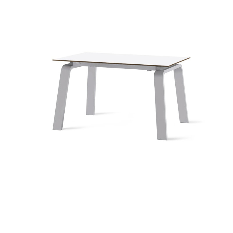 Deimos Glass Top Metal Base Dining Table, 75cm H x 130cm L x 85cm W, Argento, Extra White Glass