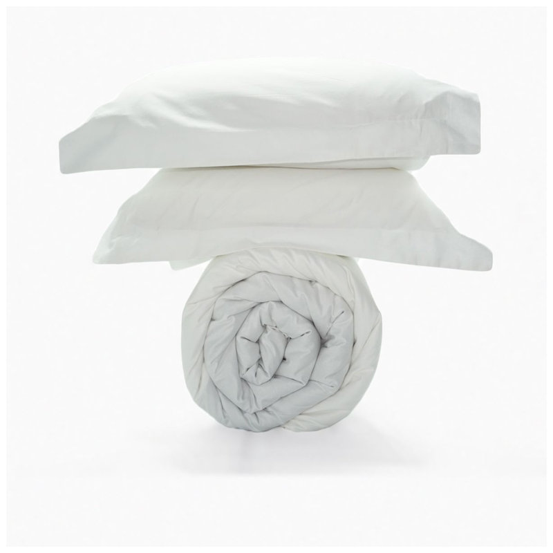400TC Sateen Solid Cotton 84" Inches Round Duvet Cover Set, 84", White