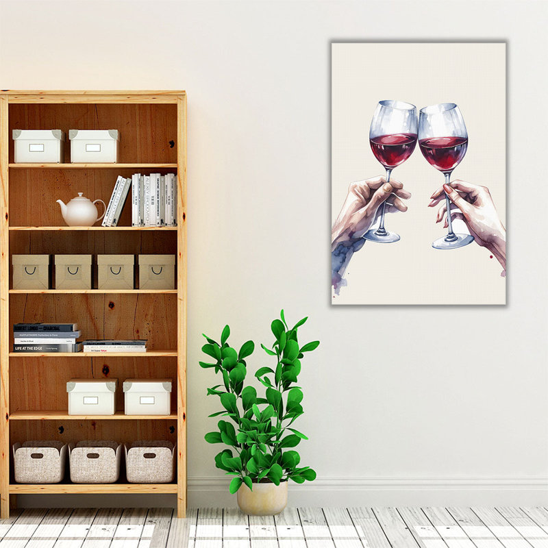 Wine Cheers - reproduction d'art sur toile, H 24 po x l 16 po