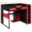 Structure de lit de style moderne, lit mezzanine en bois avec bureau, tablettes, lumière USB et RVB-191177624