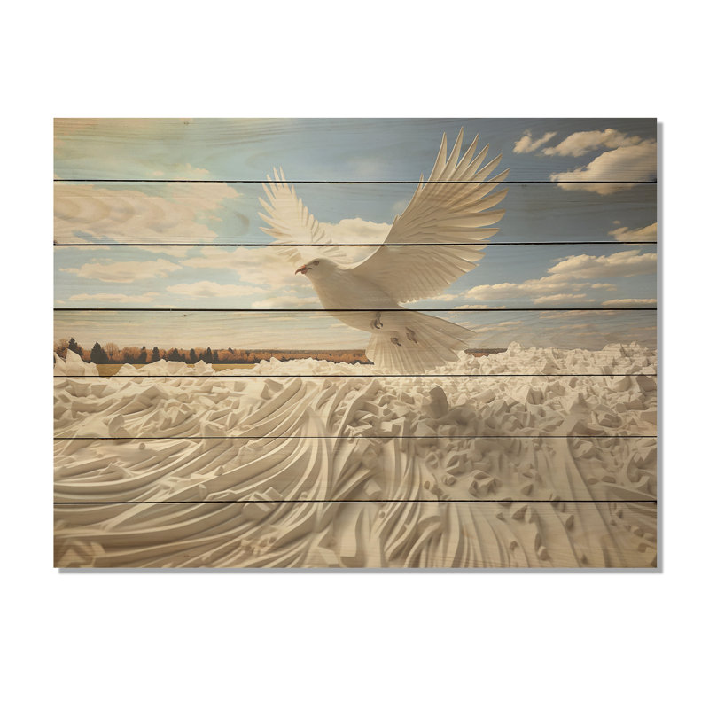 Take Off White Dove Harmony - Colombe sur bois, H 10 po x l 20 po x P 0,78 po