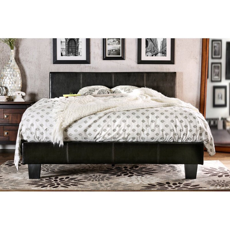 Aveiro Vegan Leather Platform Bed, California King, Espresso