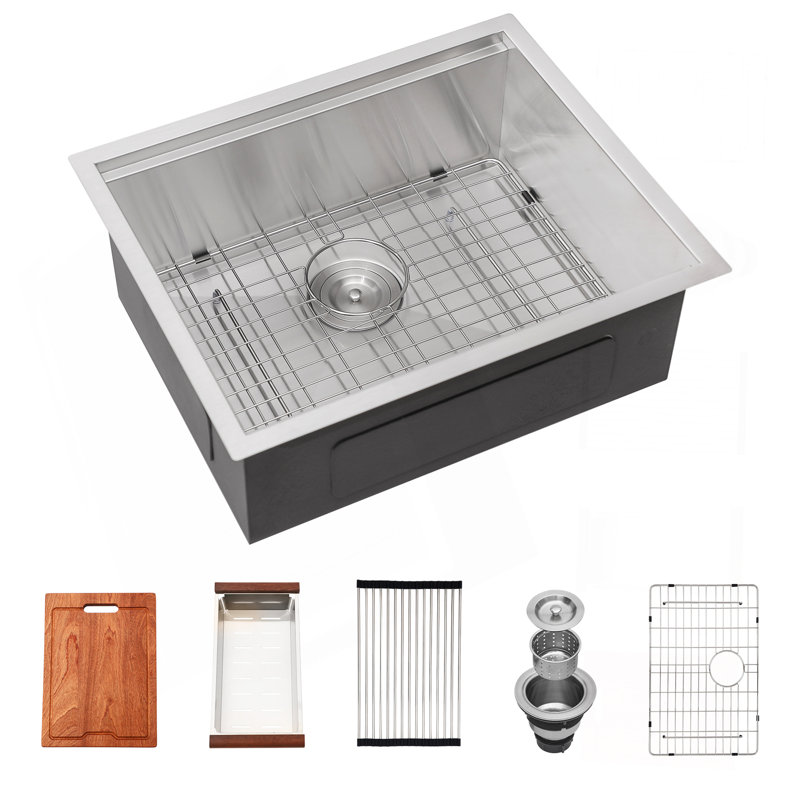 Single Bowl Undermount Workstation Kitchen Sink - 23"X19"X 10" Inch 16 Gauge Stainless Steel Deep Sink