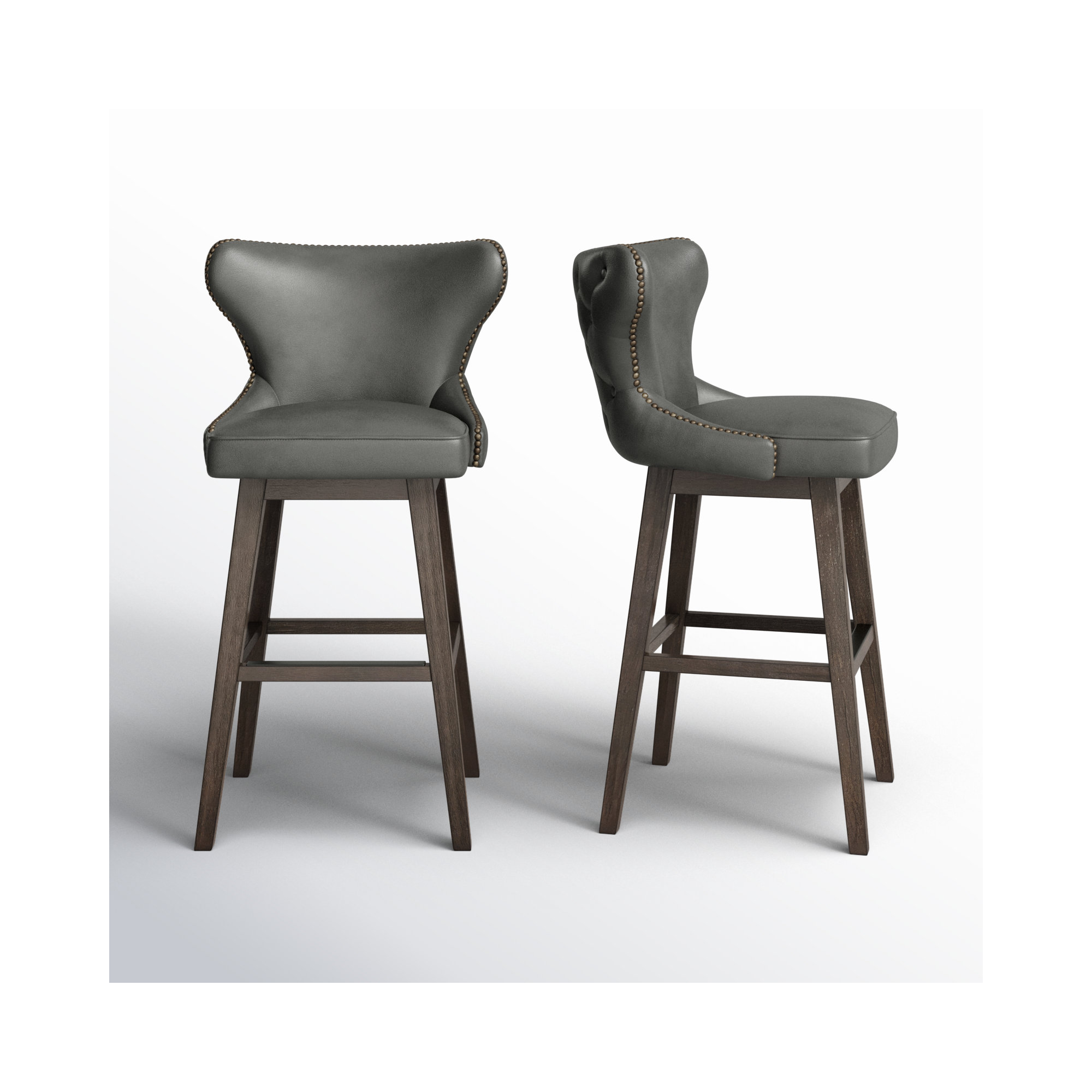 Carline Caraline Swivel Counter & Bar Stool, Bar Stool (30" Seat Height), Wax Elephant Faux Leather