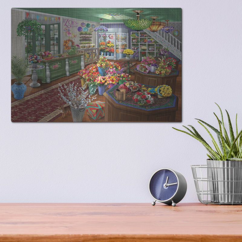 Red Barrel Studio® «Zoe's Flower Shop» par Bigelow illustrations, H 12 po x l 16 po