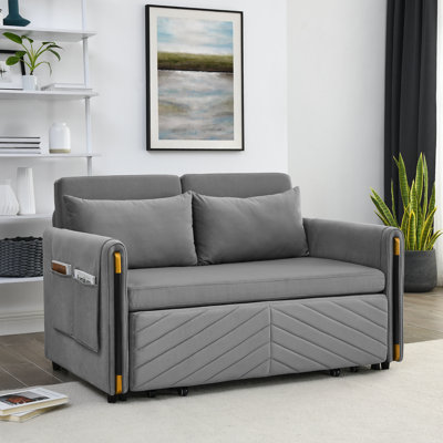 Kemauri 54'' Sleeper Sofa Bed Loveseat with 2 Pillows and Detachable Pockets -  Everly Quinn, 8E14D24497F1422FB70F2D5FAE44B0E0