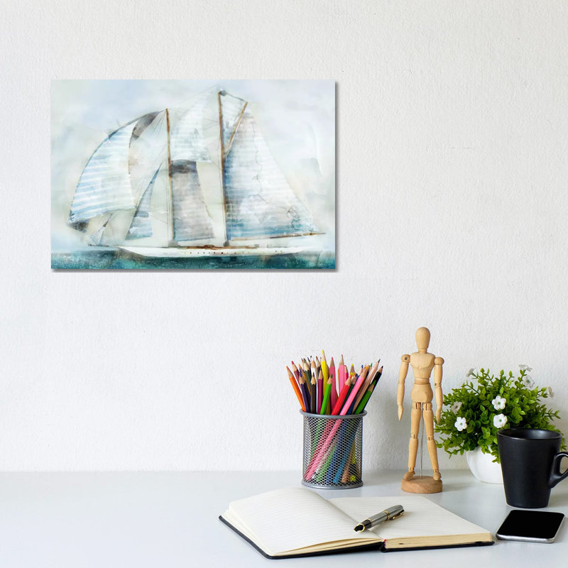 Sailboat Blues II by Edward Selkirk - Wrapped Canvas Panoramic Painting, 20.32 cm H x 30.48 cm W
