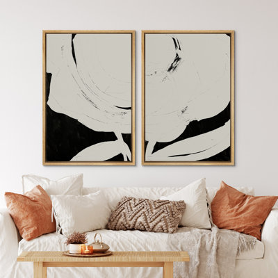 BAW noir et blanc, peinture, impression abstraite, décor, art minimaliste, impression géométrique sur toile, 2 pièces