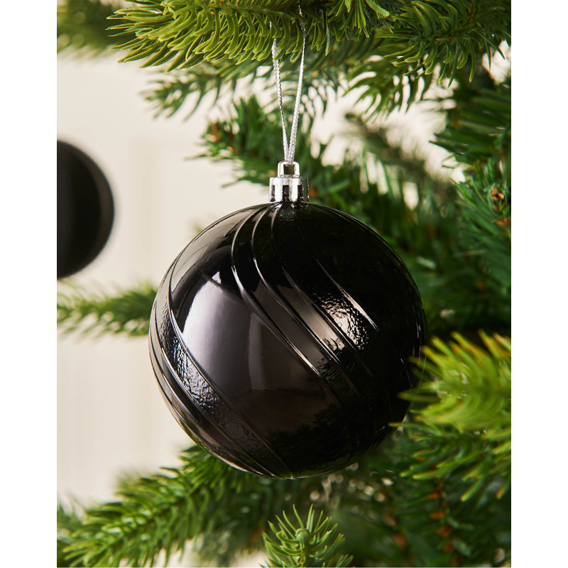 9.29cm Solid Colour Plastic / Acrylic Bauble, Black