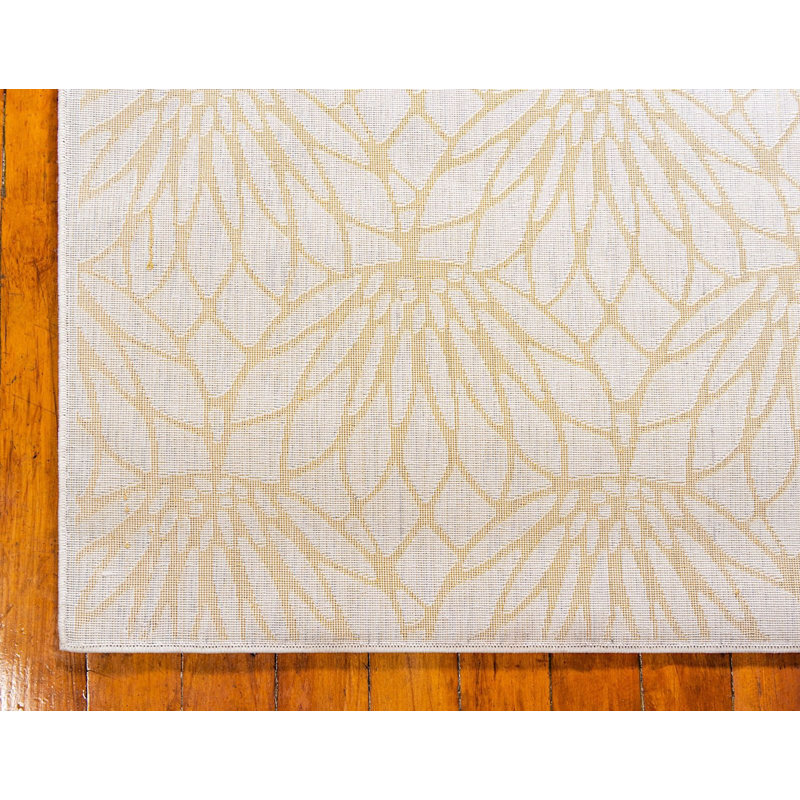 White Gold Geometric 9' x 12' Stain-Resistant Area Rug