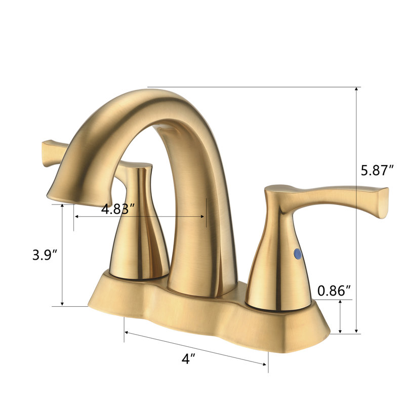 Centerset 2-handle Bathroom Faucet with Drain Assembly, Brushed Gold