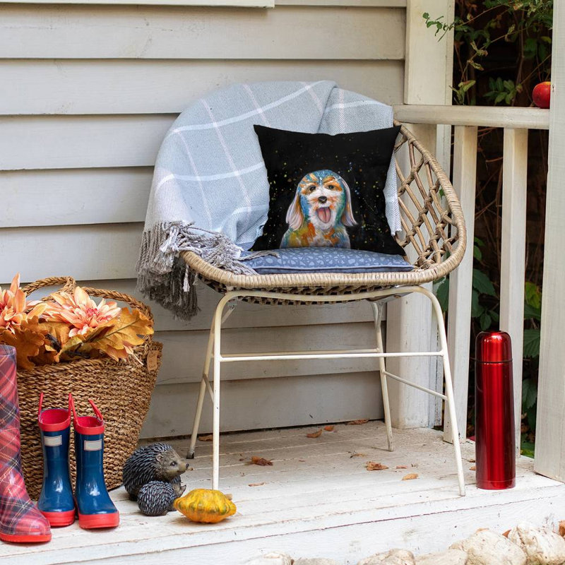 Abstract labradoodle - 16"x16" Outdoors Throw pillow - Spun poly - Print on demand, 16" H x 16" W