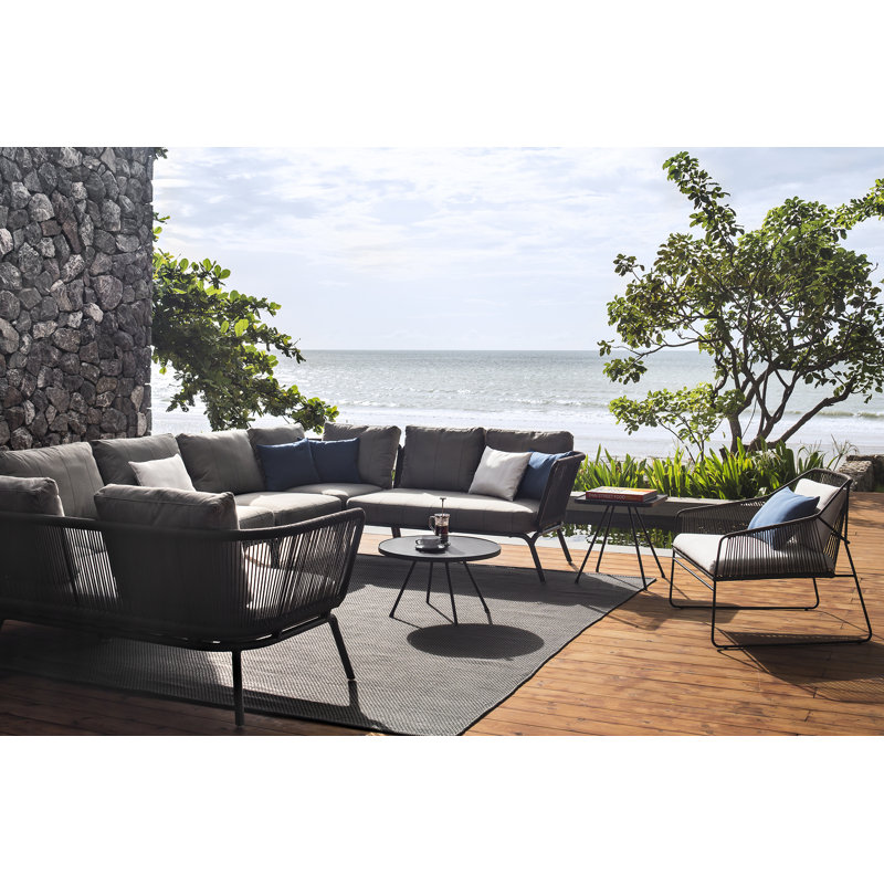 Yland Outdoor 6 - Seat Patio Sectional, Lanten Slate, White