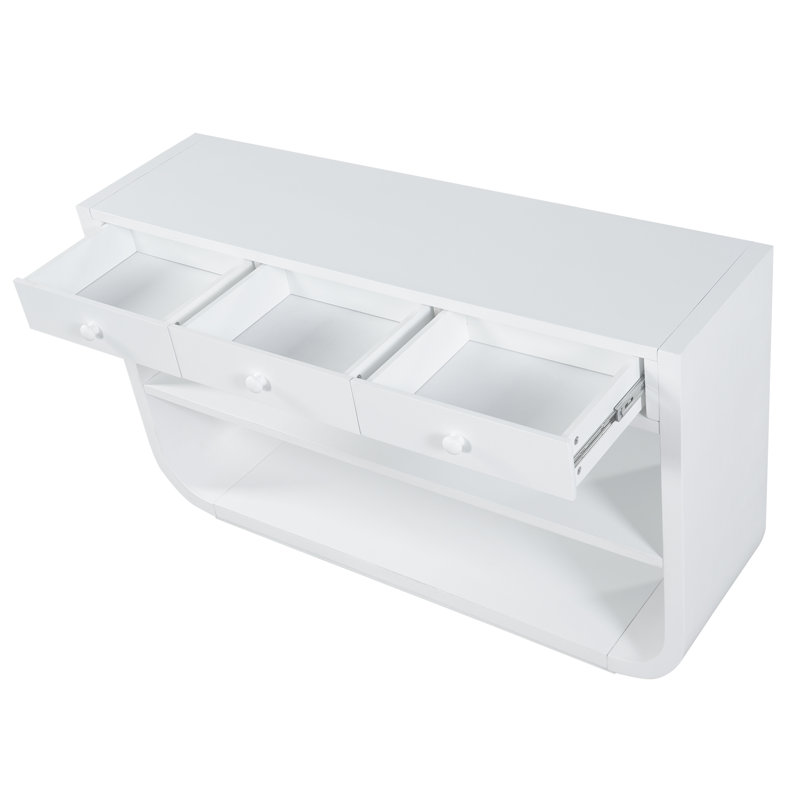 Console en bois massif Elora, Blanc