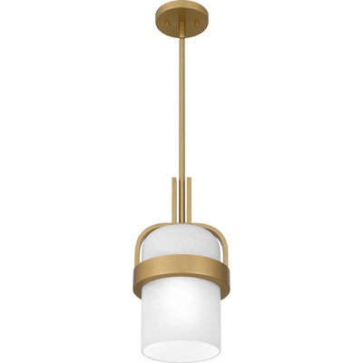 Luminaire suspendu cylindrique en laiton vieilli à 1 lumière Shalanda