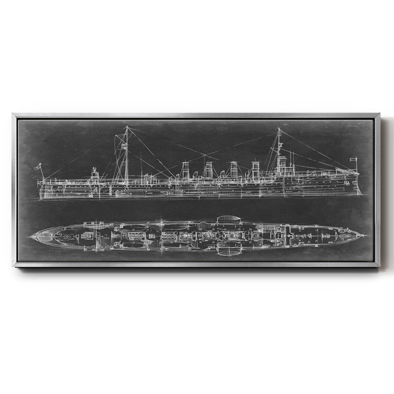 Bleu marine croiseur - plan, toile encadrée, H 12 po x l 30 po