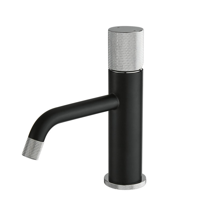 Topcraft Single Handle Single Hole Modern Bathroom Sink Faucet, Matte Black/Brushed Nickel