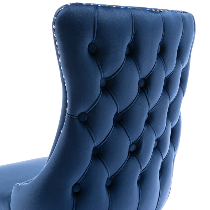 Chaise parsons rembourrée Seita, 6, Bleu, Noir