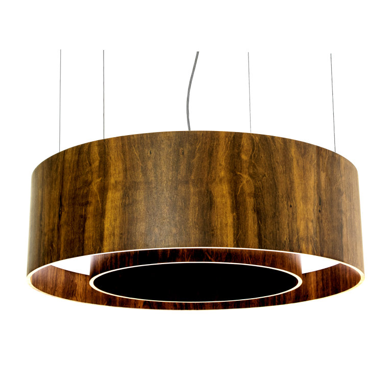 Lustre tambour unique à 1 lumière DEL Cilíndrico, Noyer américain, H 9,75 po x l 31,2 po x P 31,2 po