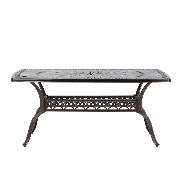 Fraley Rectangular Metal Outdoor Dining Table With Umbrella Hole , 165cm cm W 102cm cm D