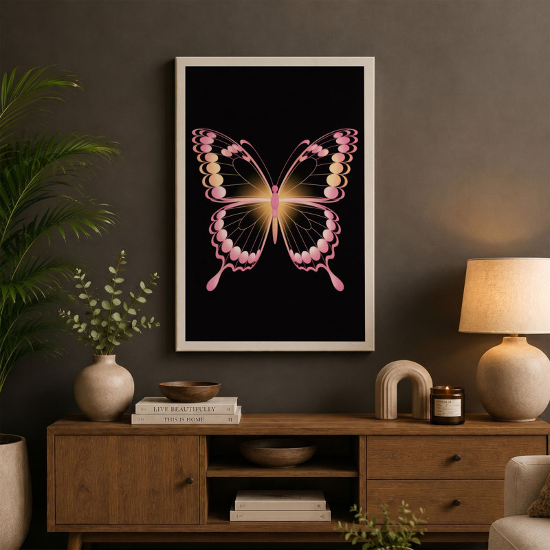 Luminous Butterfly Modern - Print, 24x16 - 61.0 x 40.6 cm, Sage Border
