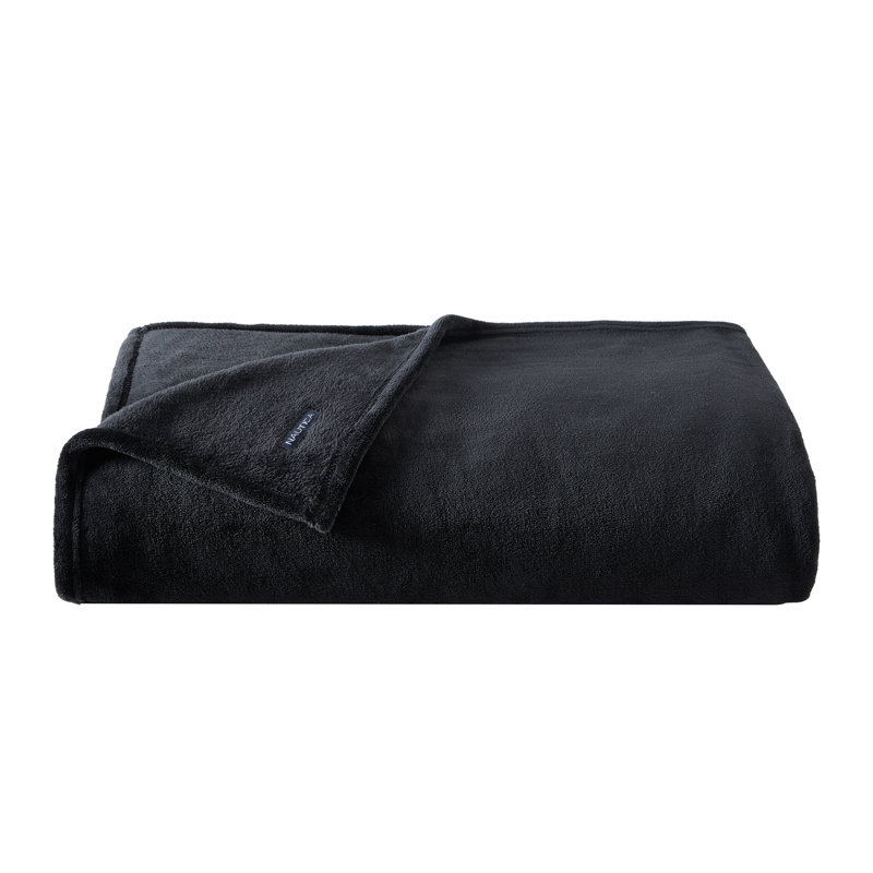 Couverture en molleton ultra doux Nautica, Grand lit, Noir