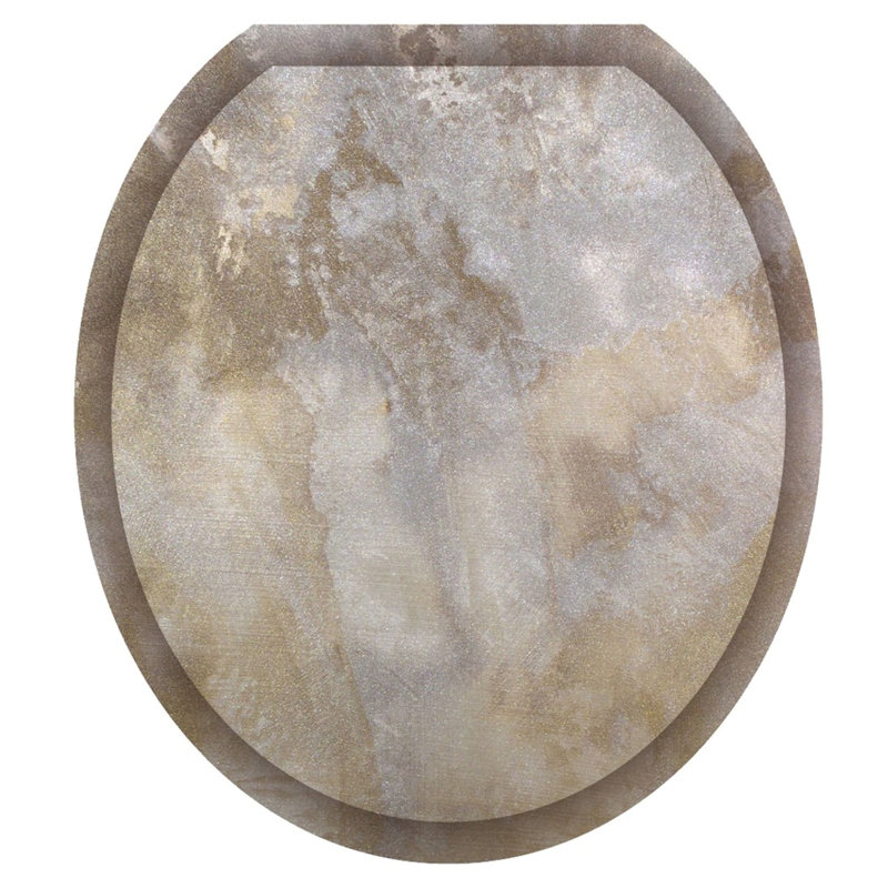 Adhésif décoratif classique pour siège de toilette en pierre argentée - housse de couvercle en vinyle antistatique, Rond