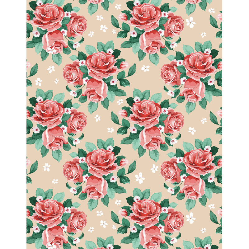 Vibrant Floral Wallpaper, Beige