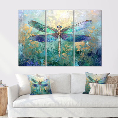 Dragonflies Iridescent Wings I - Dragonfly Wall Art Print Set