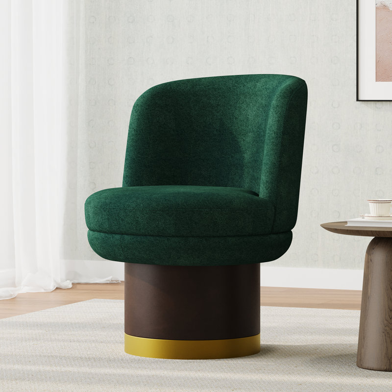  Fauteuil demi-tonneau rond rond en rotin pivotant avec dossier incurvé, vert, Vert