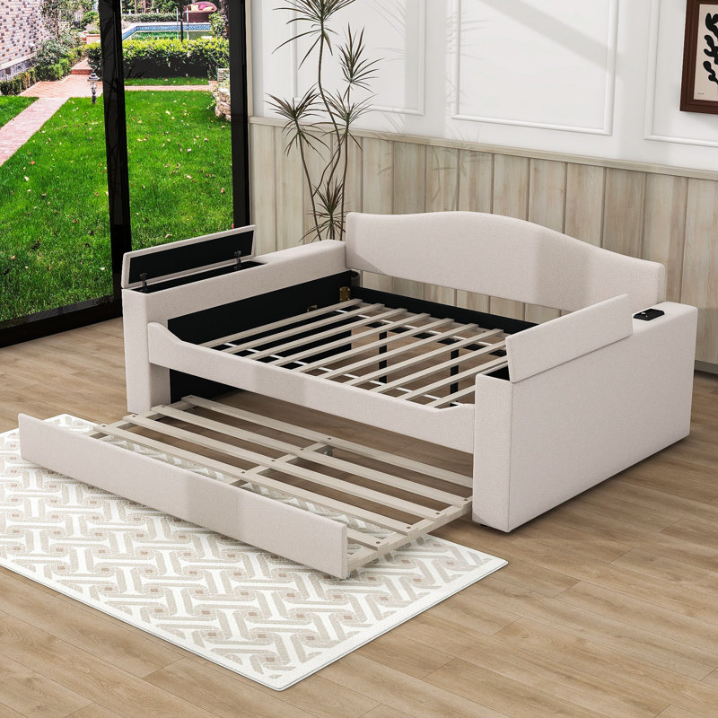 Loisann Upholstered Daybed, Beige, Full / Double