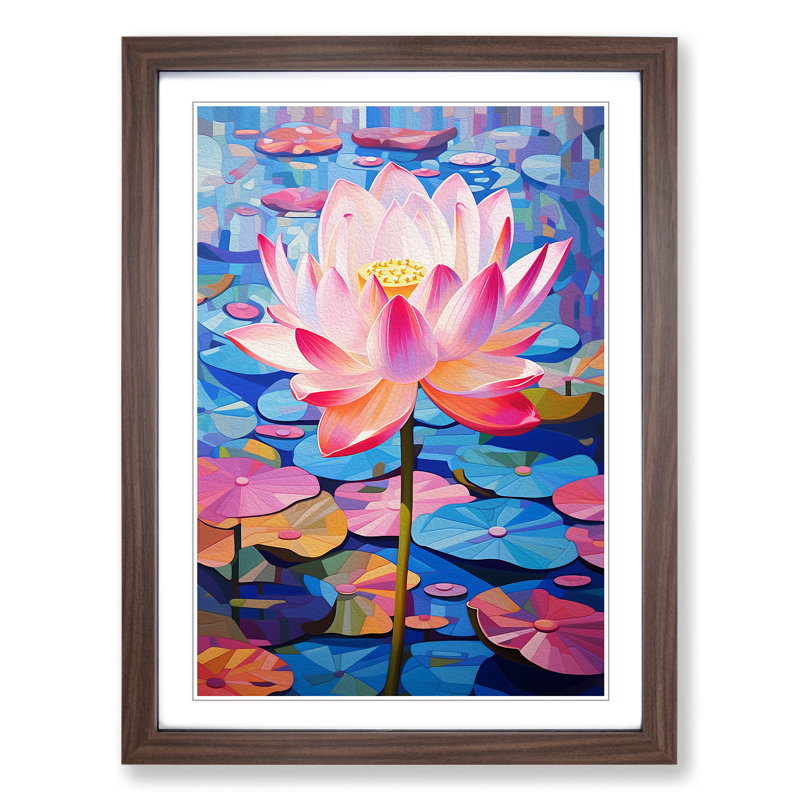 Water Lily Constructivism - Framed Print, Walnut , 64cm H x 46cm W x 2cm D