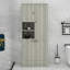 Grande armoire de rangement avec panier rabattable, tablettes réglables et 2 portes-1047697523