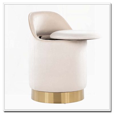 Tabouret de coiffeuse avec pivot - base en métal - couvercle de rangement amovible