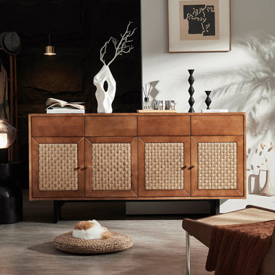 Buffet en rotin blanc moderne et minimaliste