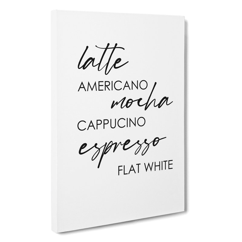 Coffee Types - Wrapped Canvas, 60cm H x 40cm W x 3cm D