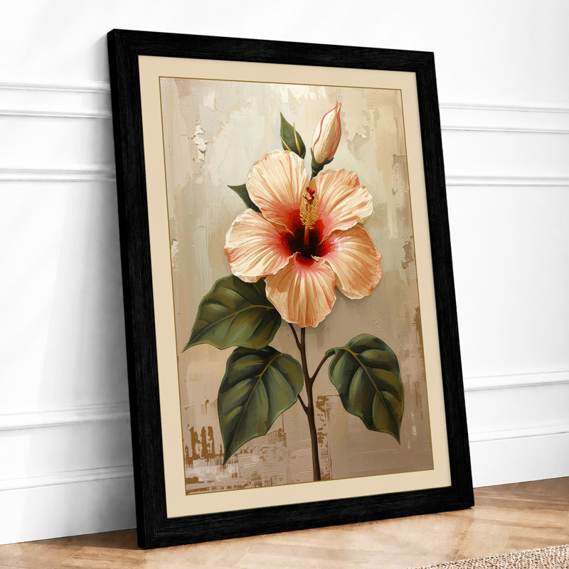 Hibiscus Study Botanical - Framed Print, Black, A3 - 42.0 x 29.7 cm