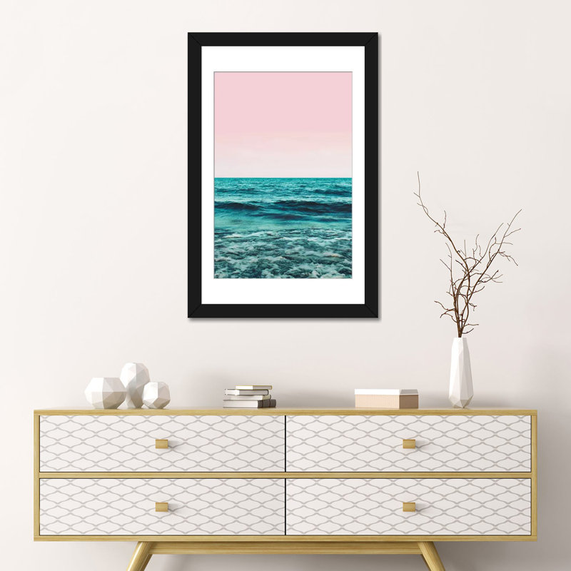 «Ocean», impression sur toile, H 32 po x l 24 po x P 1 po, Papier avec cadre noir, Blanc