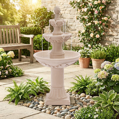 3 fontaines d'eau extérieures à 3 niveaux, fontaine italienne, cascades de jardin à l'extérieur avec ananas, fontaine à cascade moderne pour jardin, cour, patio, décoration intérieure